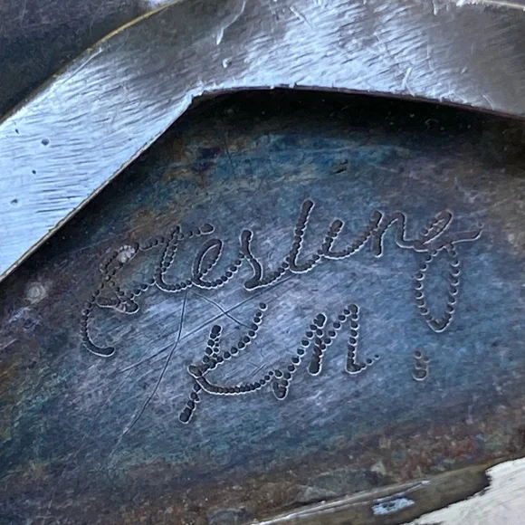 Vintage Navajo Sterling Silver Gaspeite Cuff Bracelet Signed  “KM” UNISEX - Picture 7 of 17